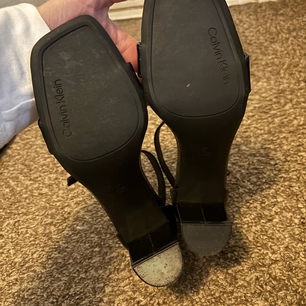 Calvin Klein Black Stiletto Heels with Ankle Strap - Picture 3 of 6